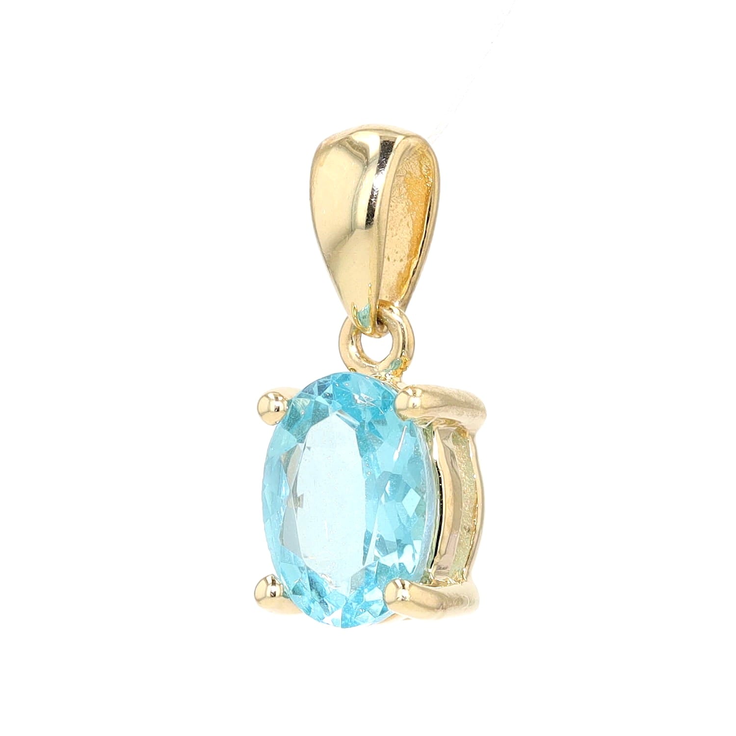 Pendant in 375 yellow gold with one apatite, hanging, turned to the left