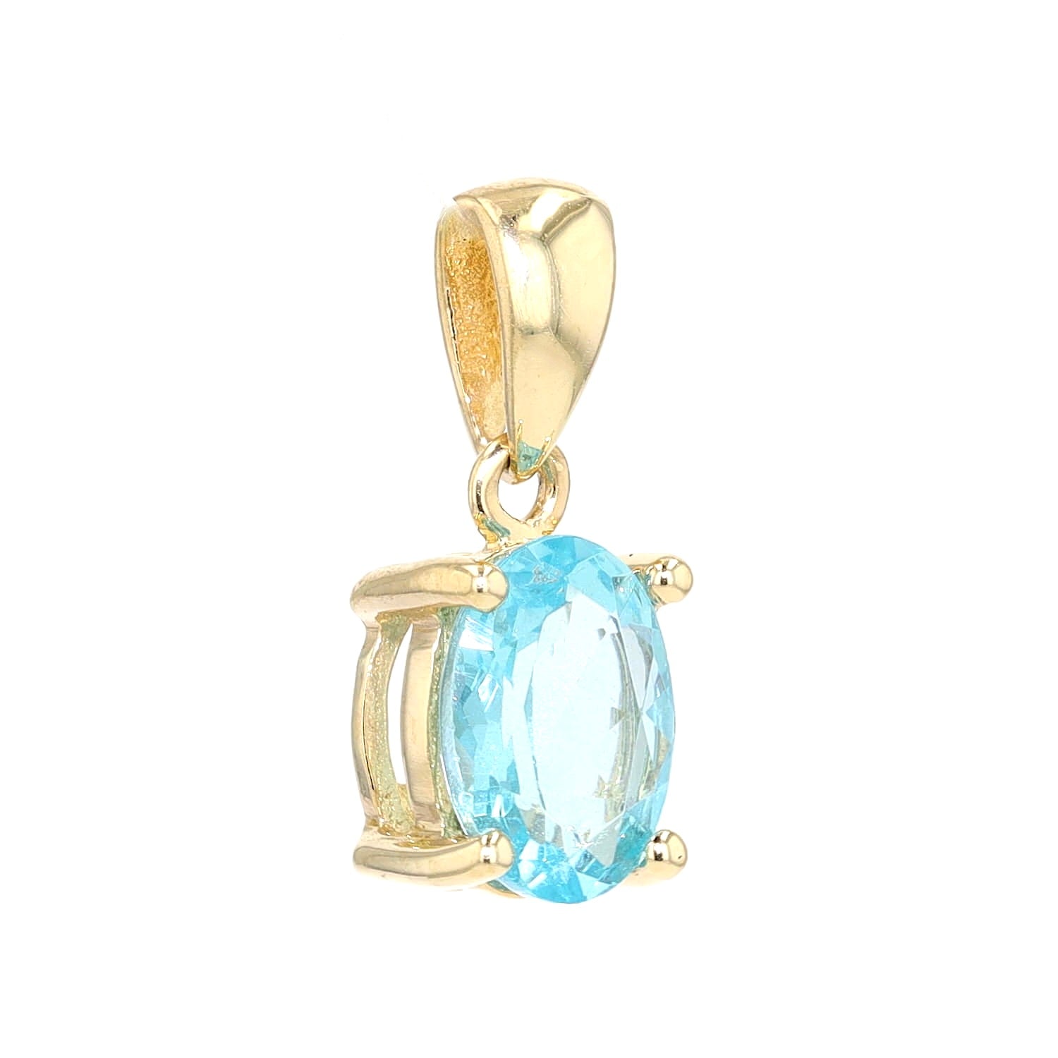 Pendant in 375 yellow gold with one apatite, hanging, turned to the right