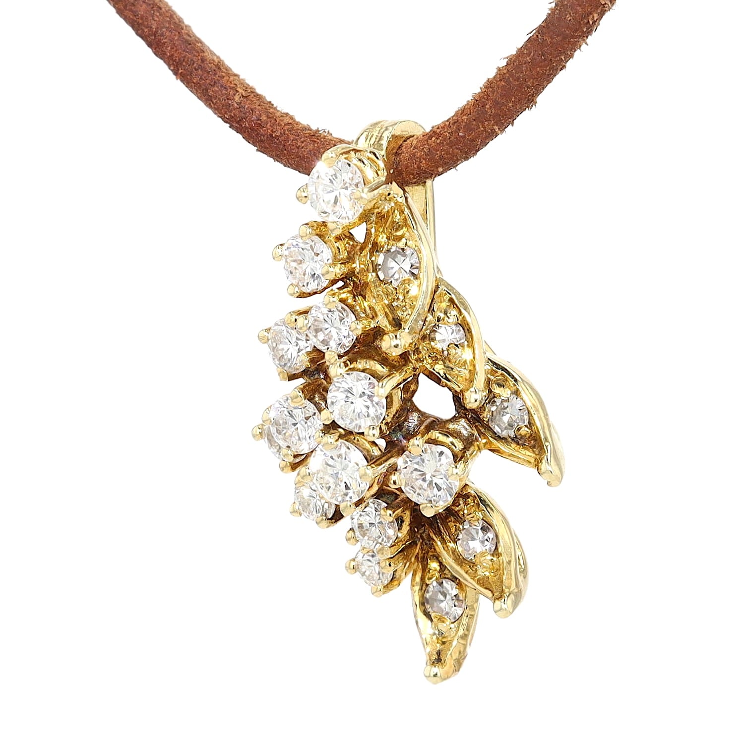 Pendant in 585 yellow gold with brilliants and diamonds, hanging turned to the left