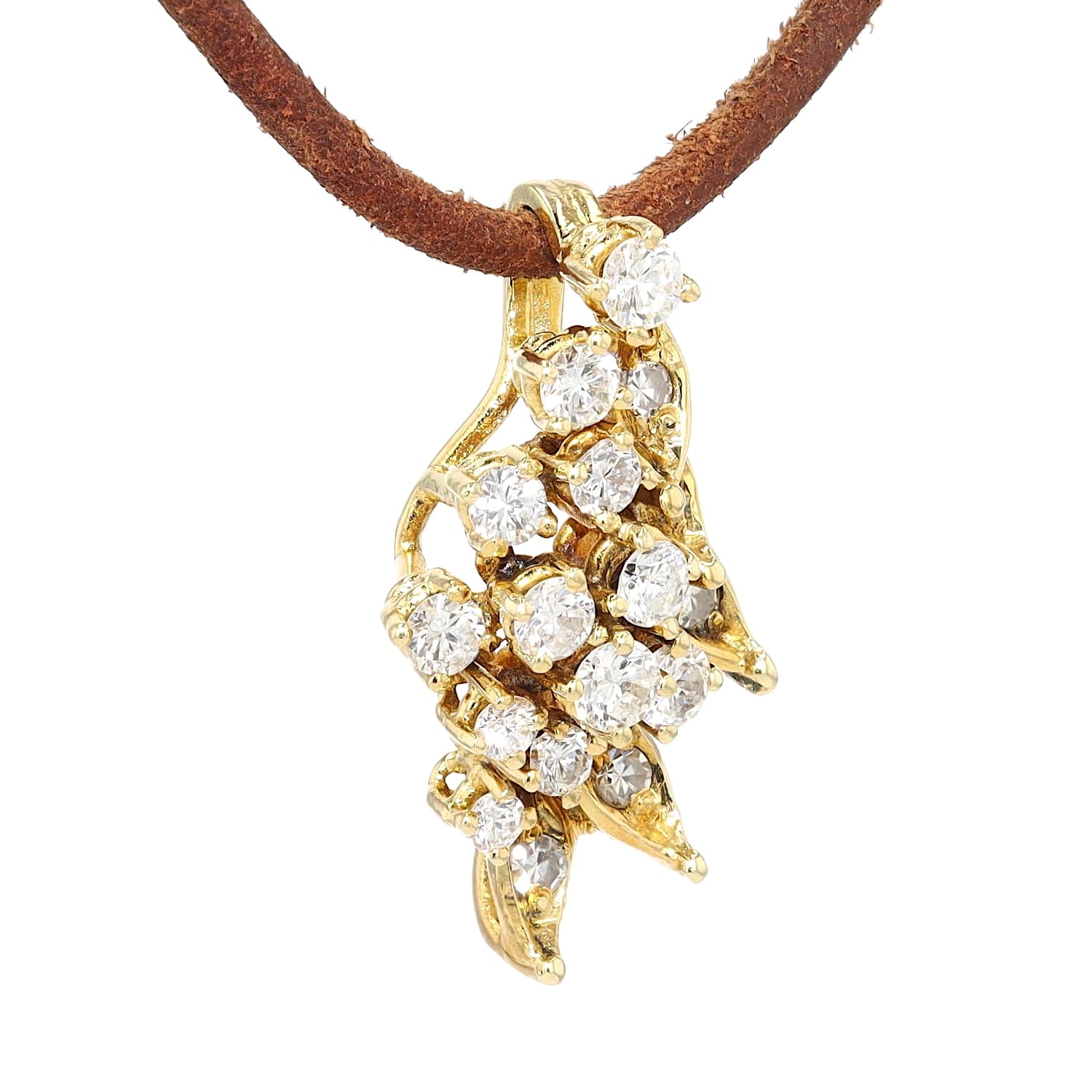 Pendant in 585 yellow gold with brilliants and diamonds, hanging turned to the right