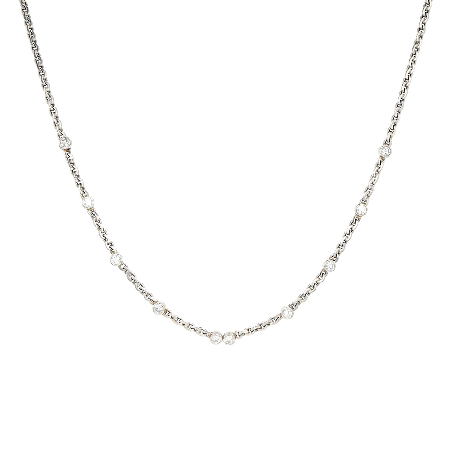 Necklace in 950 platinum with approx. 1 ct brilliants and a cultured pearl, hanging frontally