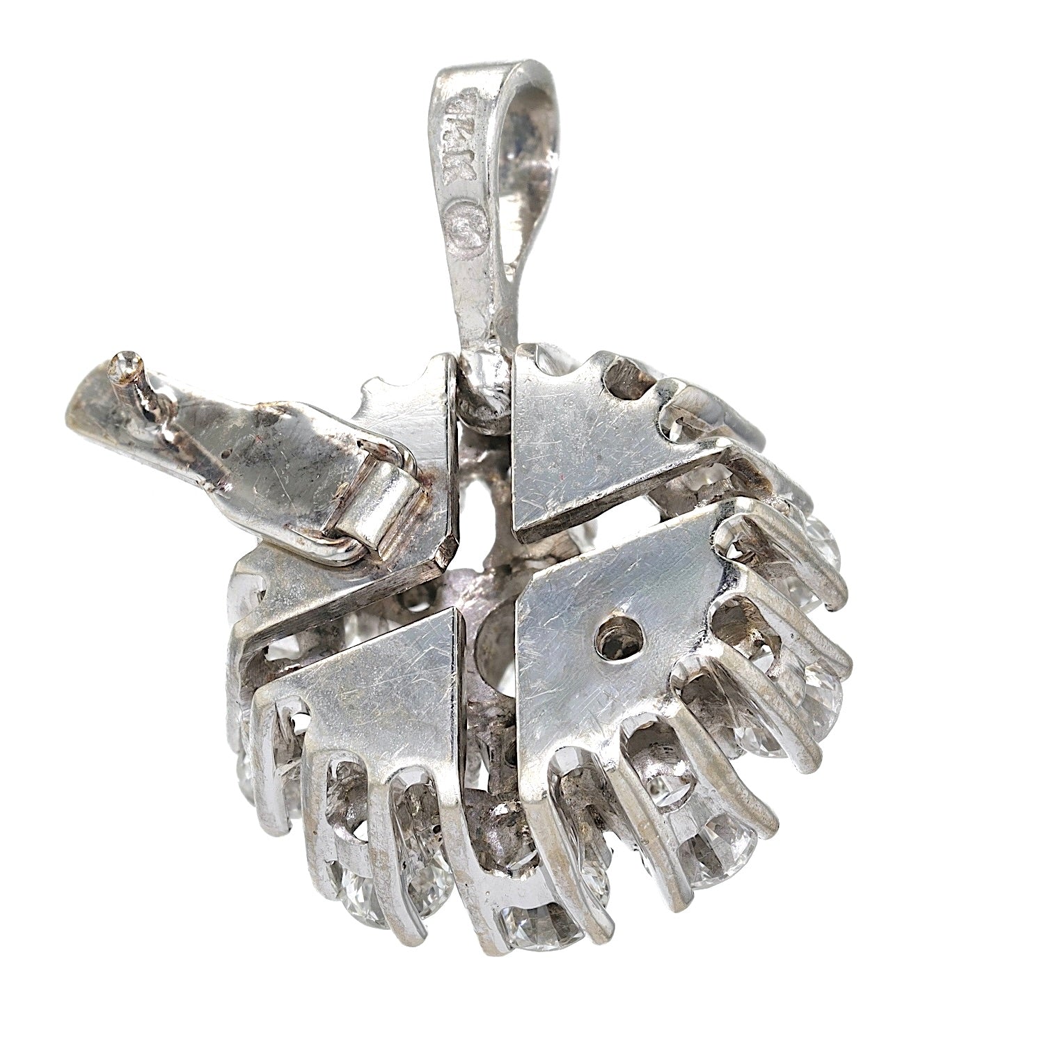 Vintage pendant in 585 white gold with a total of approx. 1.64 ct brilliants, hanging back