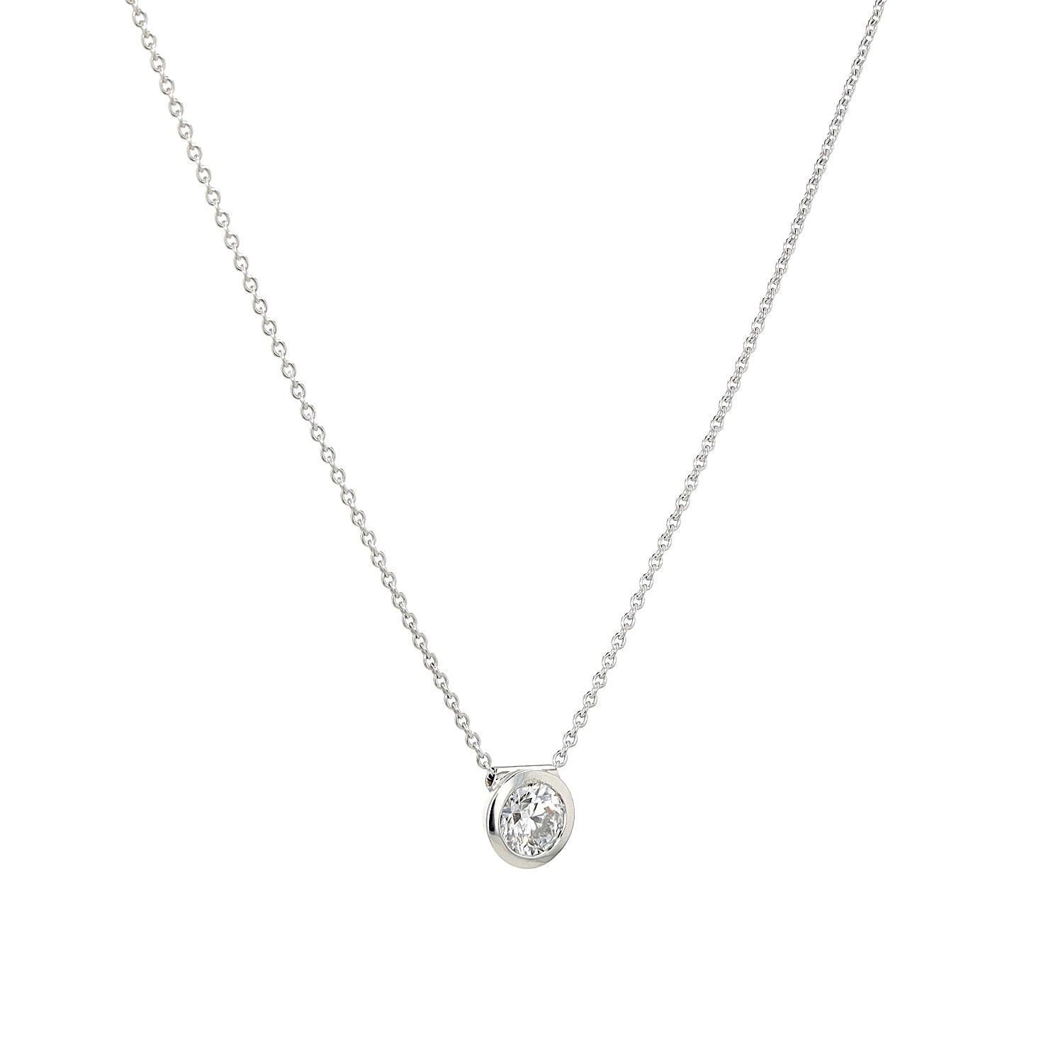 Necklace with a pendant in 750 white gold with a brilliants 1.11 ct, hanging turned to the right