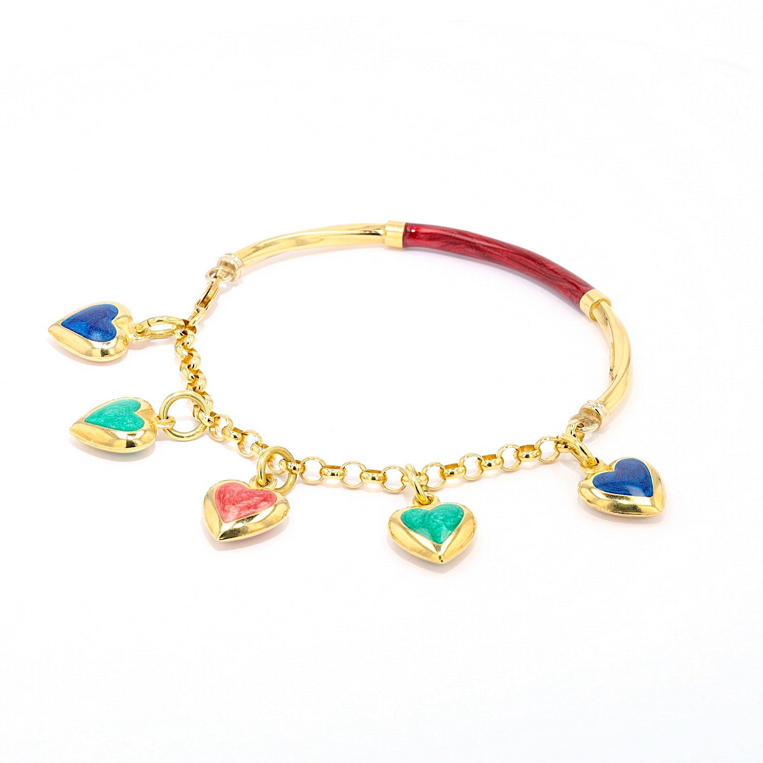 Bracelet in 750 yellow gold with colorful enamel, turned horizontally to the left