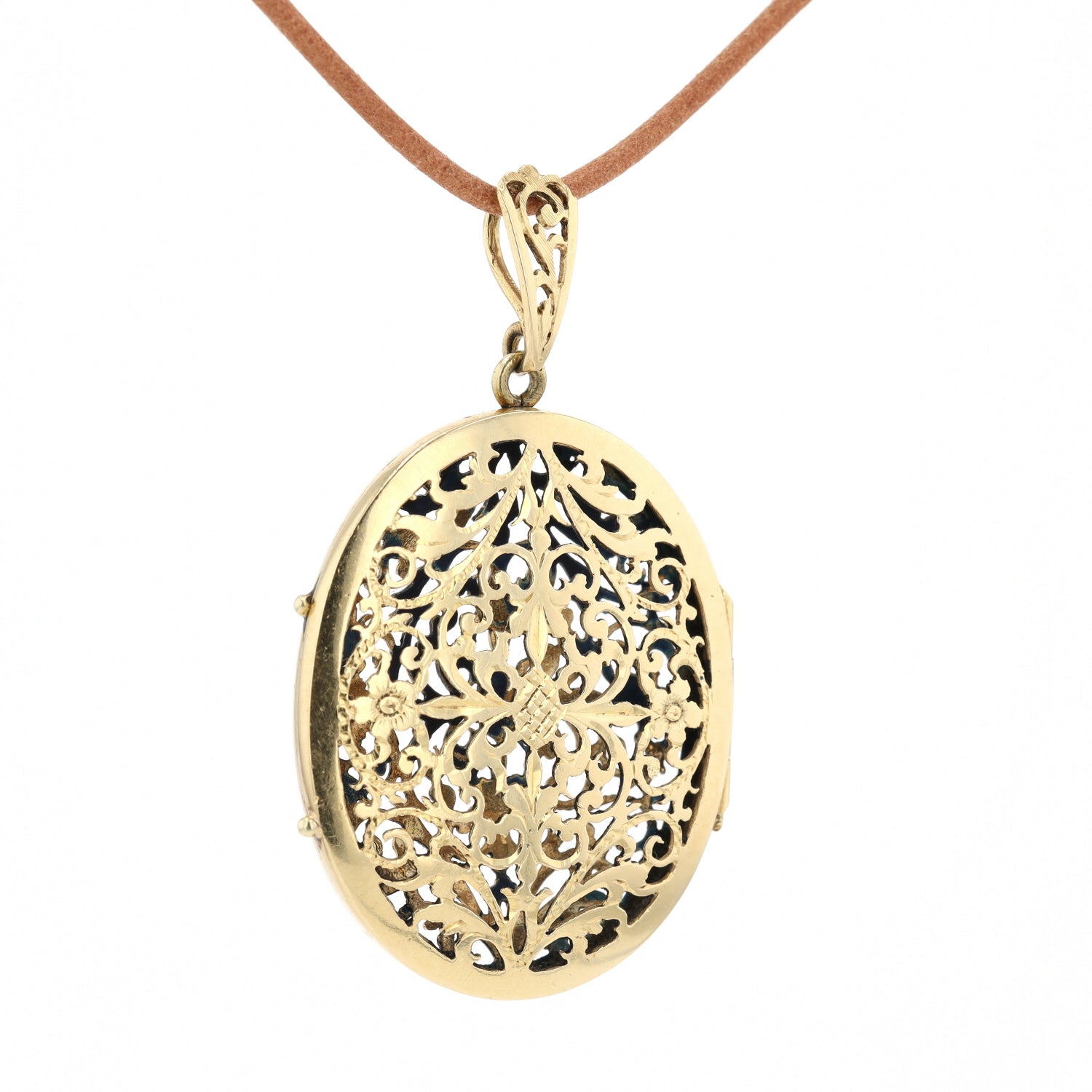 Medallion in 585 yellow gold, hanging turned to the right