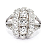 Vintage ring in 750 white gold with brilliants, total approx. 1.25 ct, lying frontally