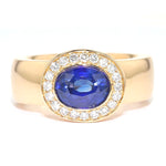 Ladies' ring by Willer in 750 rose gold with brilliants and a sapphire, approx. 3.08 ct, lying frontally