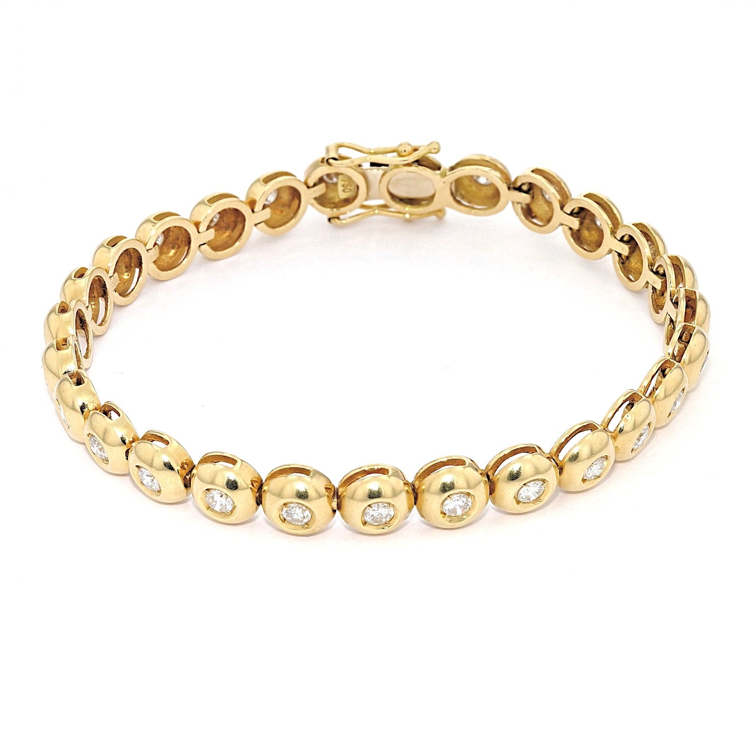 Bracelet in 750 yellow gold with a total of. approx. 1.75 ct, horizontal top view