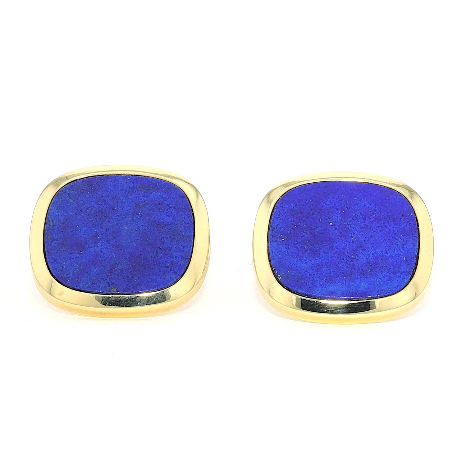 Cufflinks in 585 yellow gold with lapis lazuli, lying frontal