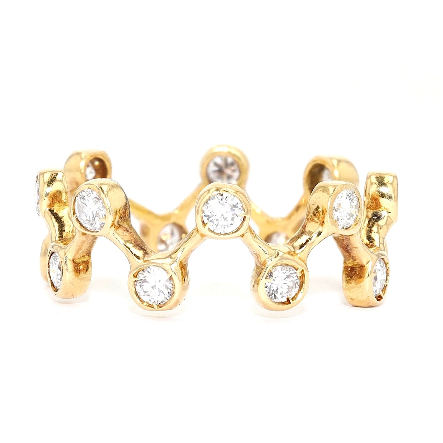 Ring in 750 yellow gold with brilliants, turned horizontally to the left