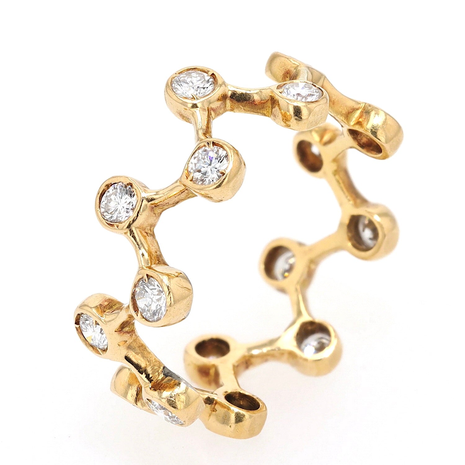 Ring in 750 yellow gold with brilliants, standing