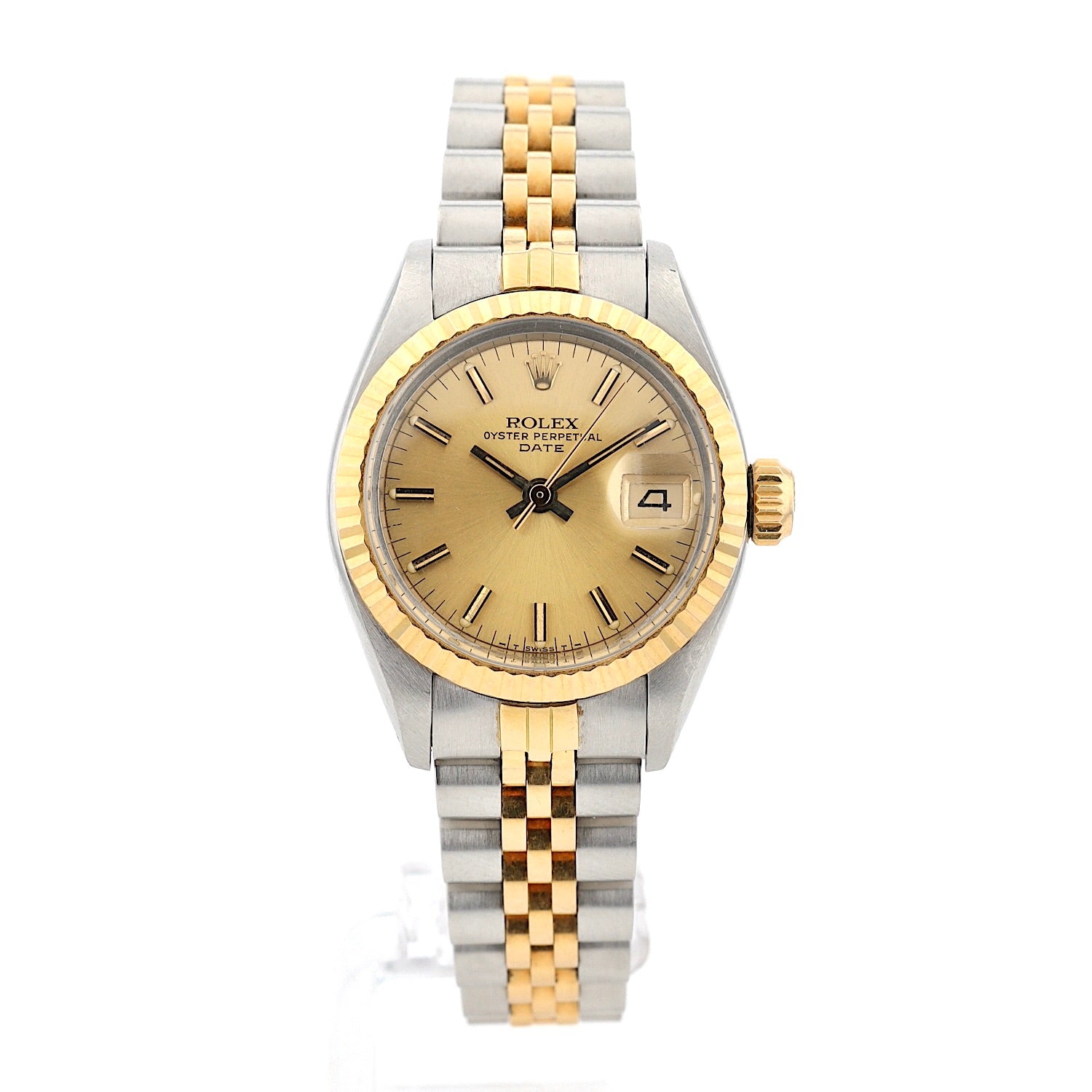 Vintage Rolex Lady-Date 69173 in steel / gold, standing frontal