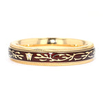 Wellendorff Hibiscus Mocca ring in 750 yellow gold with enamel and a brilliants, turned horizontally to the left