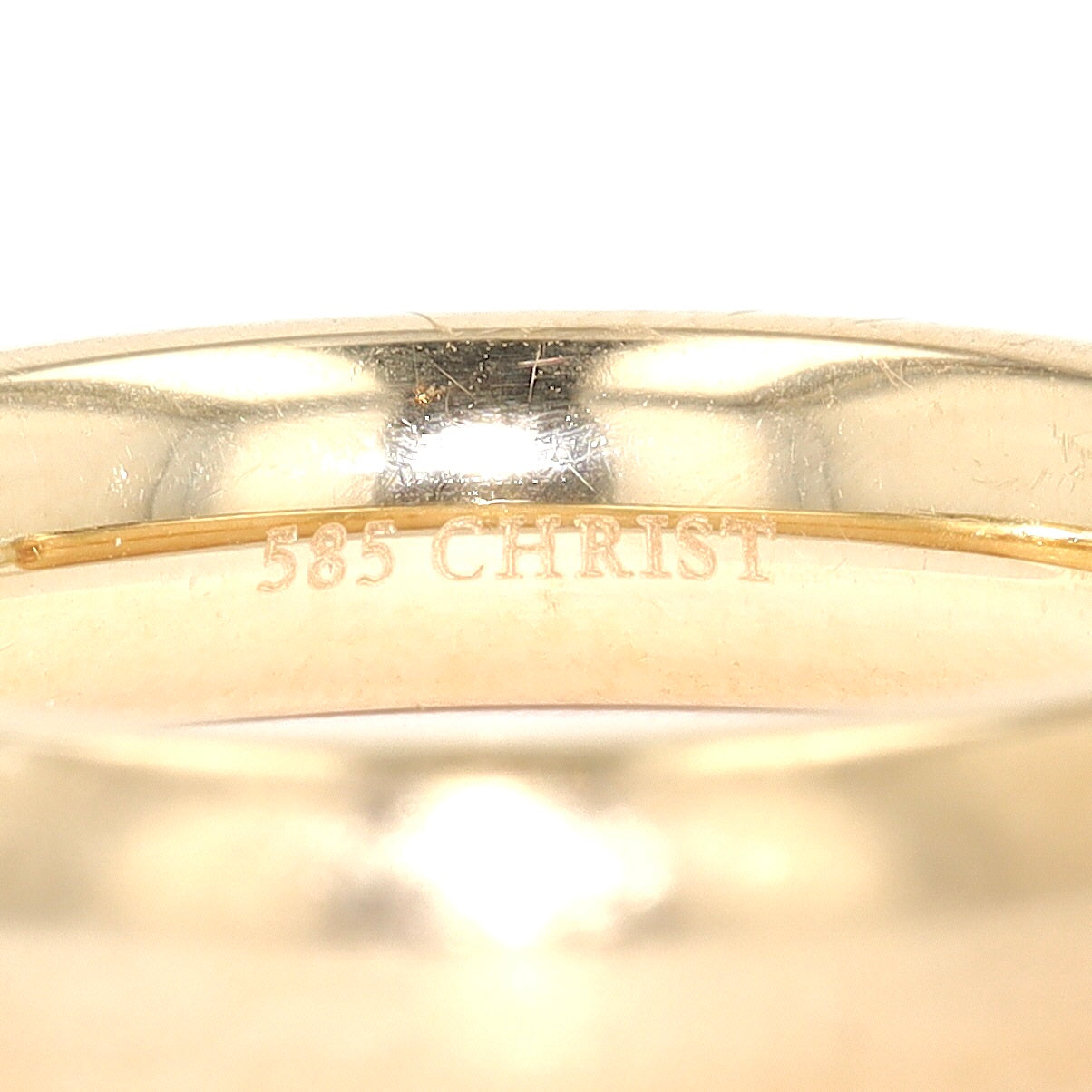 Tension ring by Christ in 585 yellow gold with a brilliants, engraving by Christ