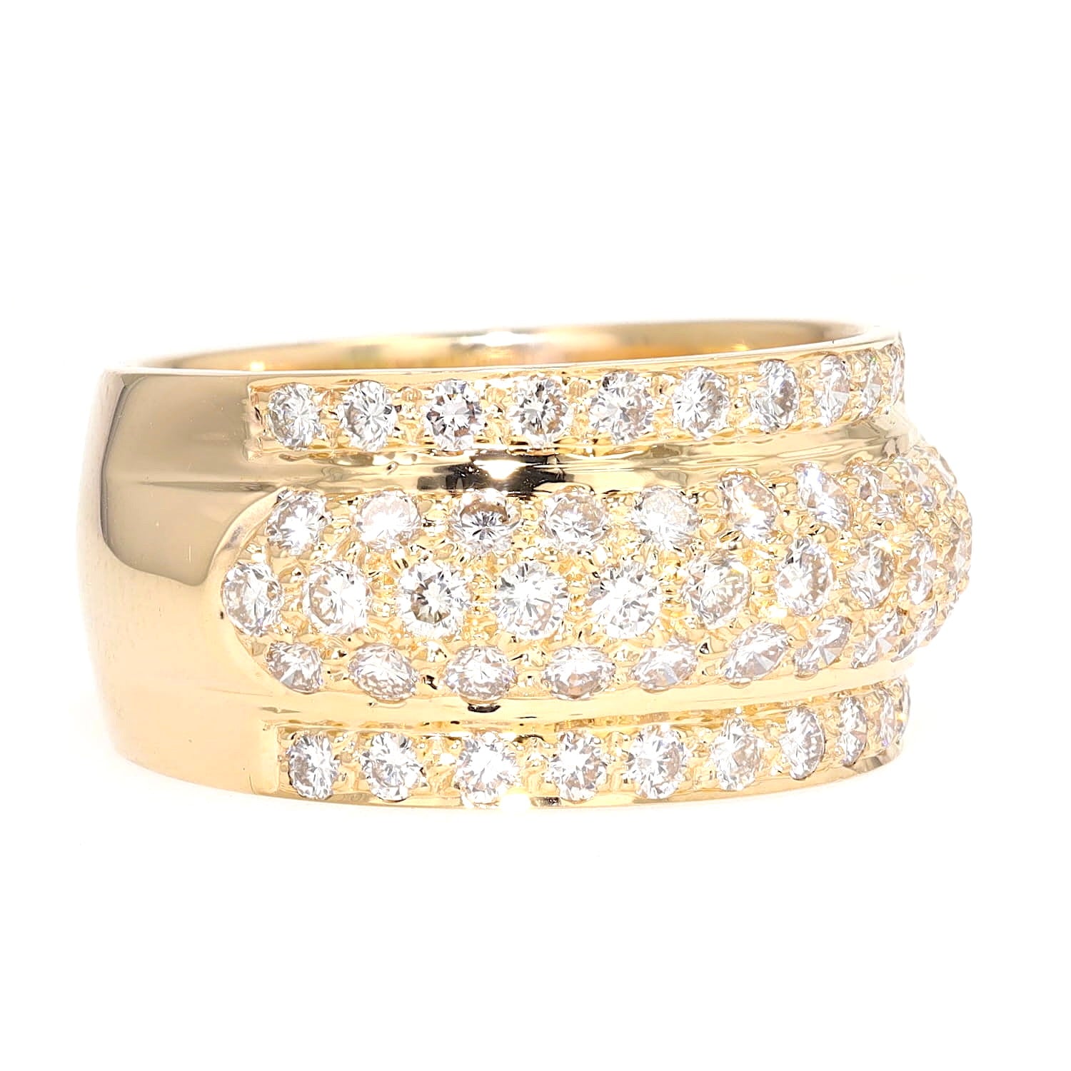 Ring in 750 yellow gold with approx. 1 ct brilliants, turned horizontally to the right