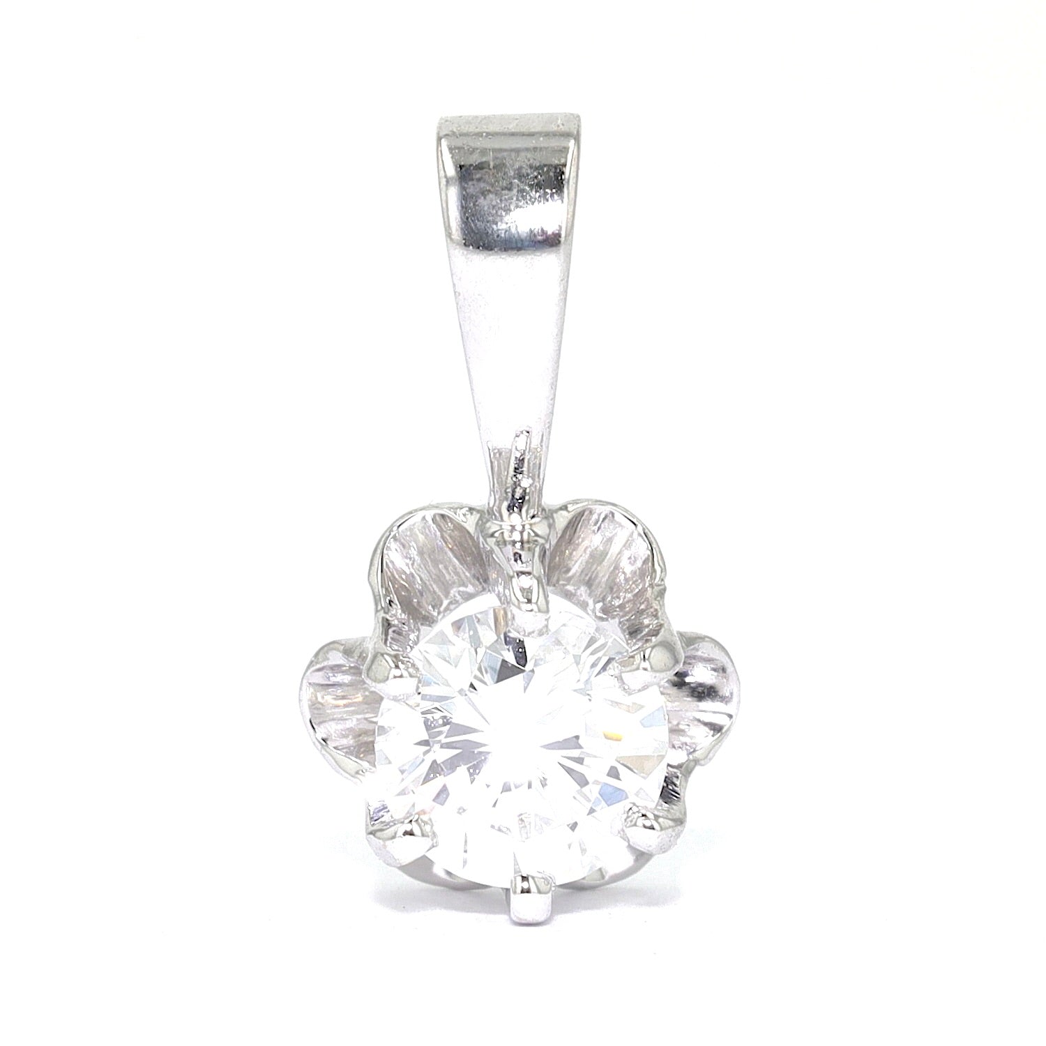 Vintage pendant in 585 white gold with a brilliants approx. 0.30 ct, hanging frontally