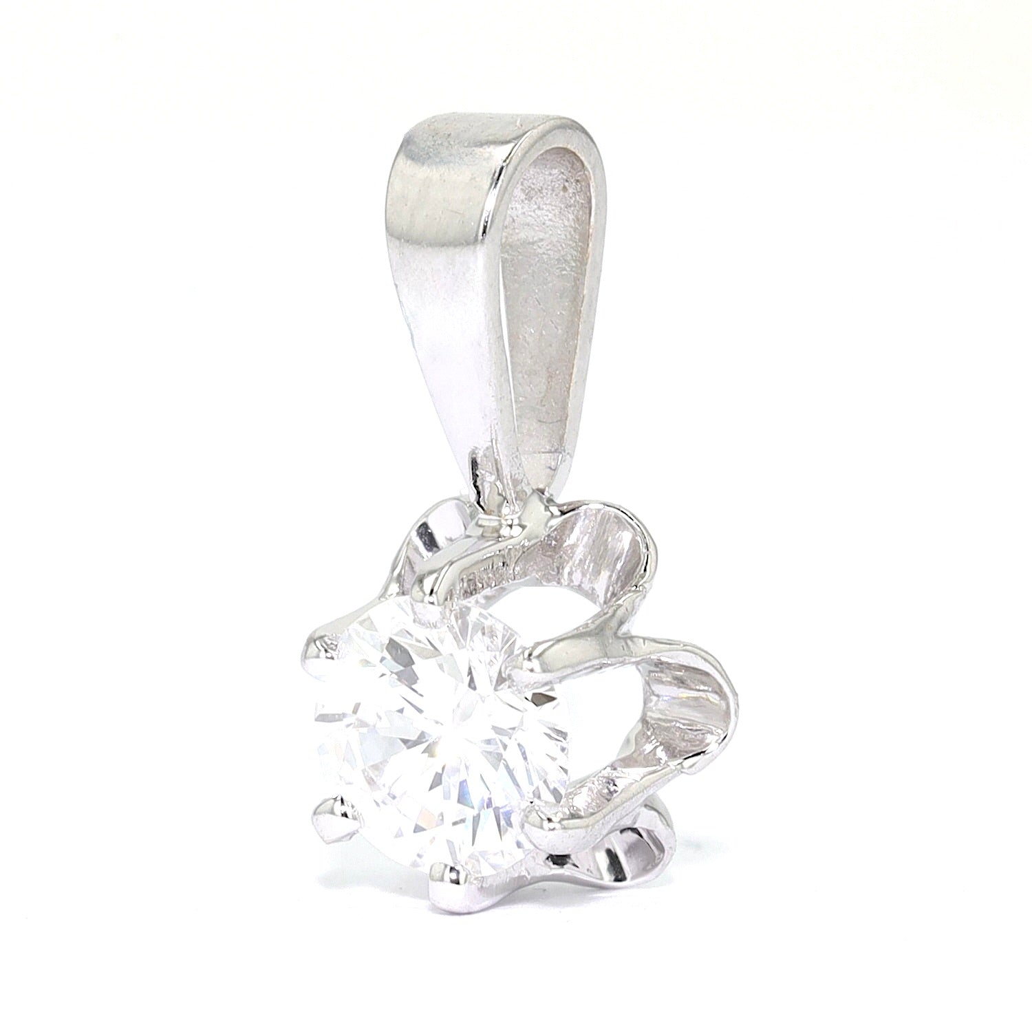 Vintage pendant in 585 white gold with a brilliants approx. 0.30 ct, hanging left turned