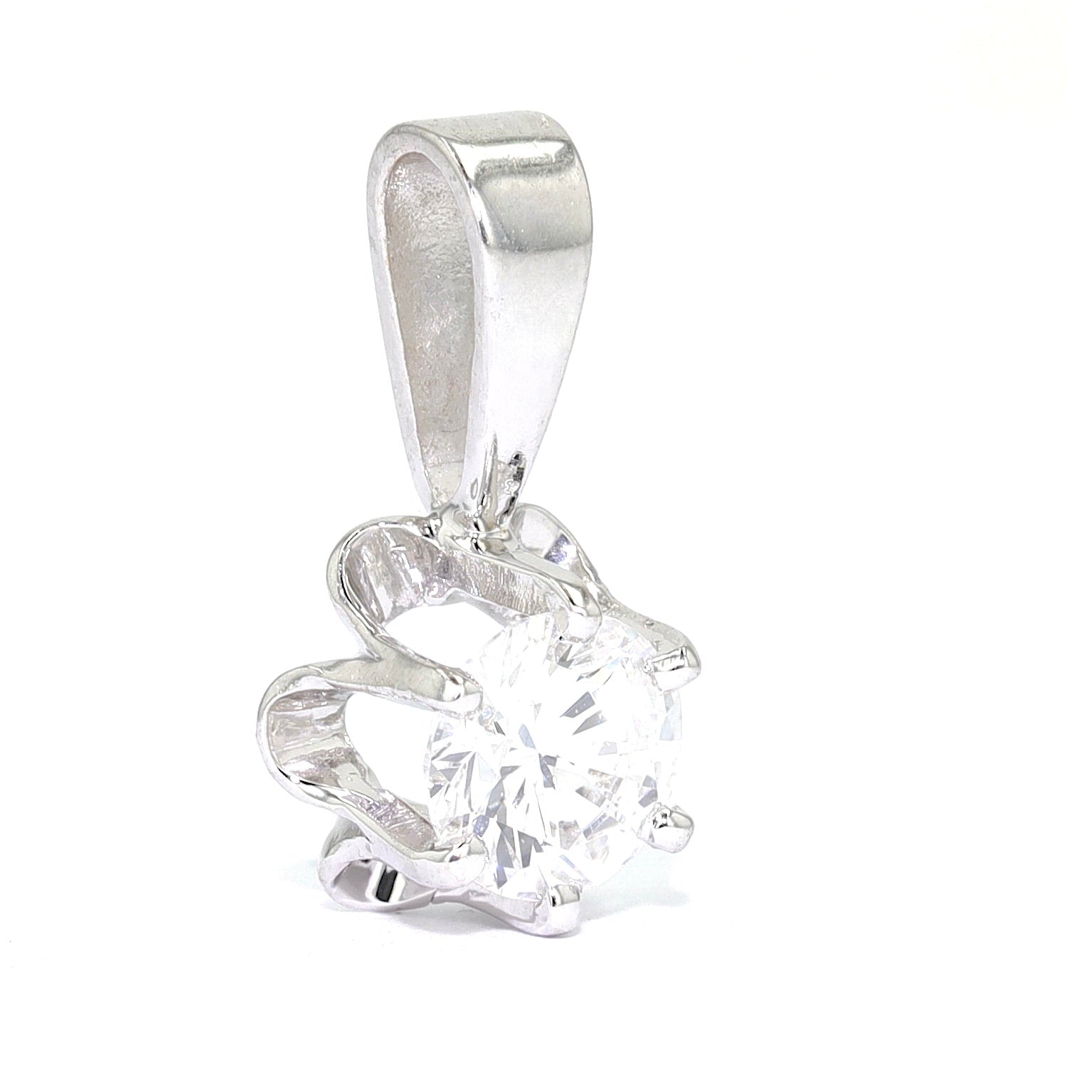 Vintage pendant in 585 white gold with a brilliants approx. 0.30 ct, hanging turned to the right