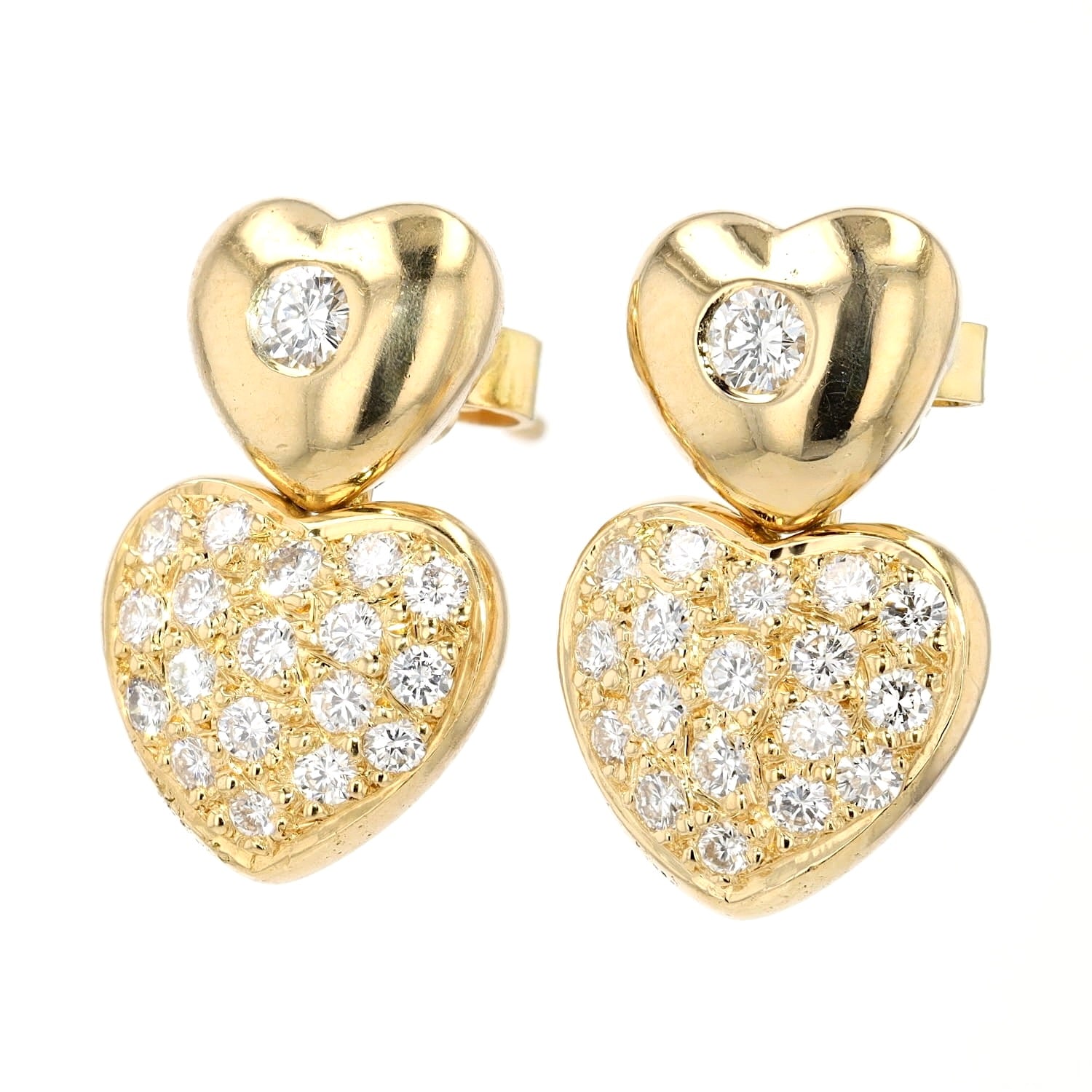 Pair of earrings in 750 yellow gold with approx. 0.66 ct brilliants, hanging left turned