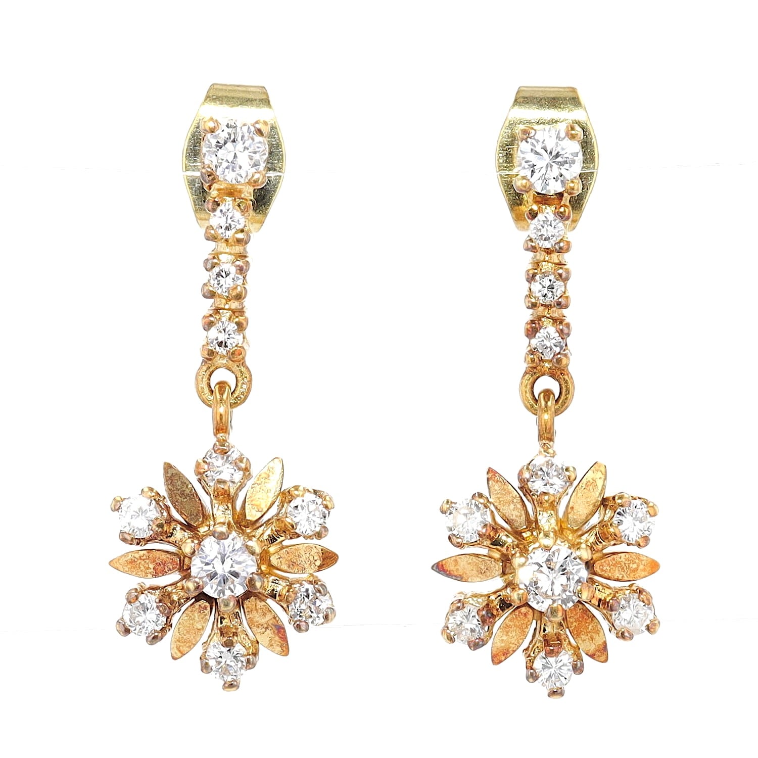 Earrings in 585 rose gold with brilliants, hanging frontal