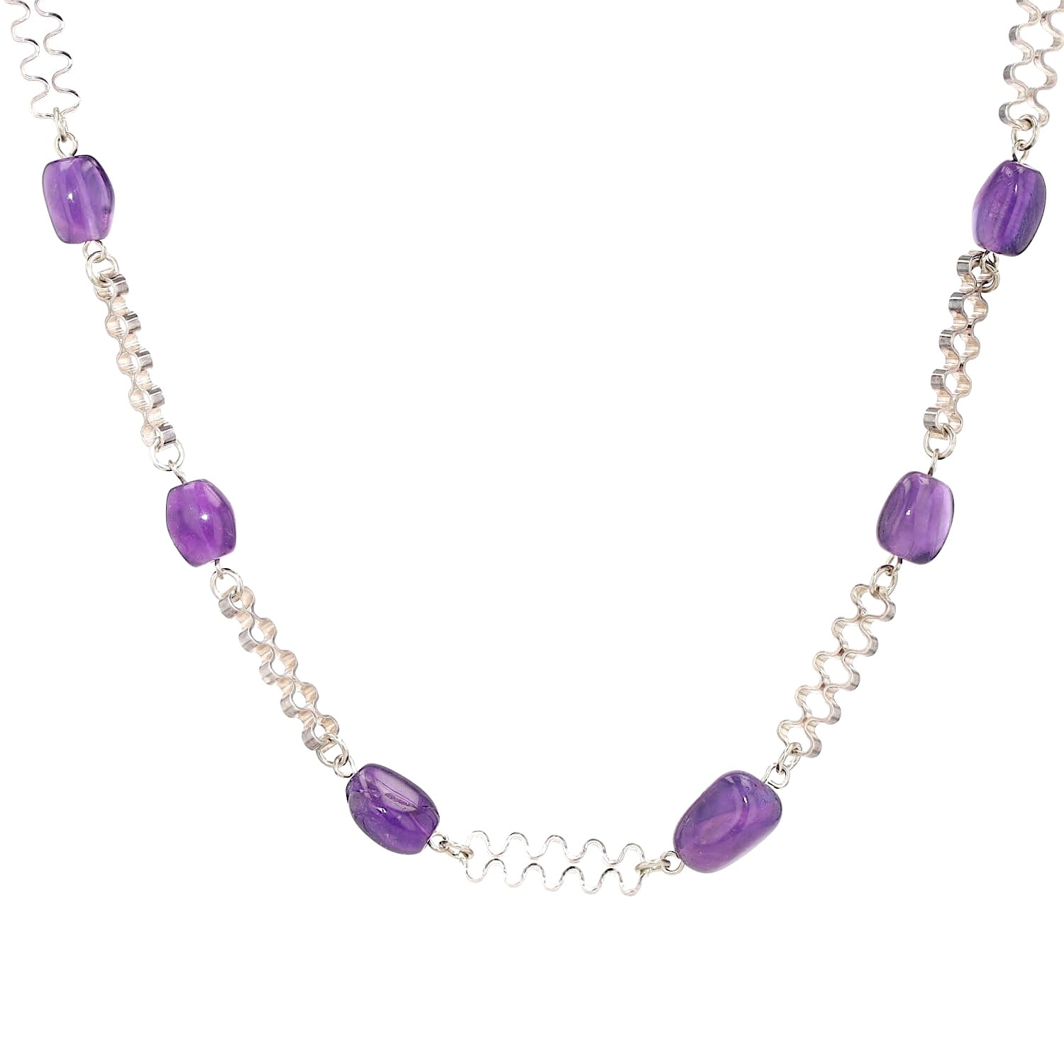 Necklace and bracelet in 835 silver with amethysts, hanging frontally