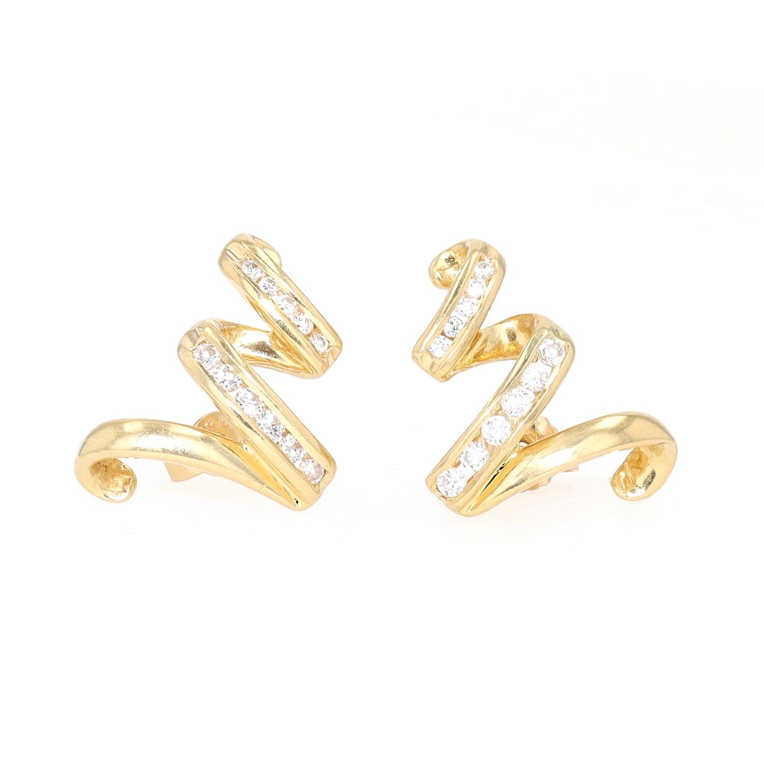 Stud earrings by Carl Bucherer in 750 yellow gold with brilliants, lying frontal