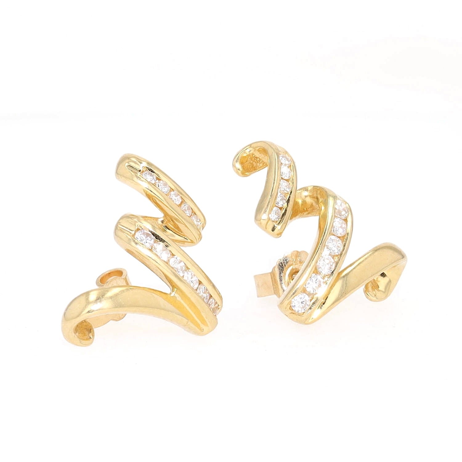 Stud earrings by Carl Bucherer in 750 yellow gold with brilliants, turned horizontally to the right