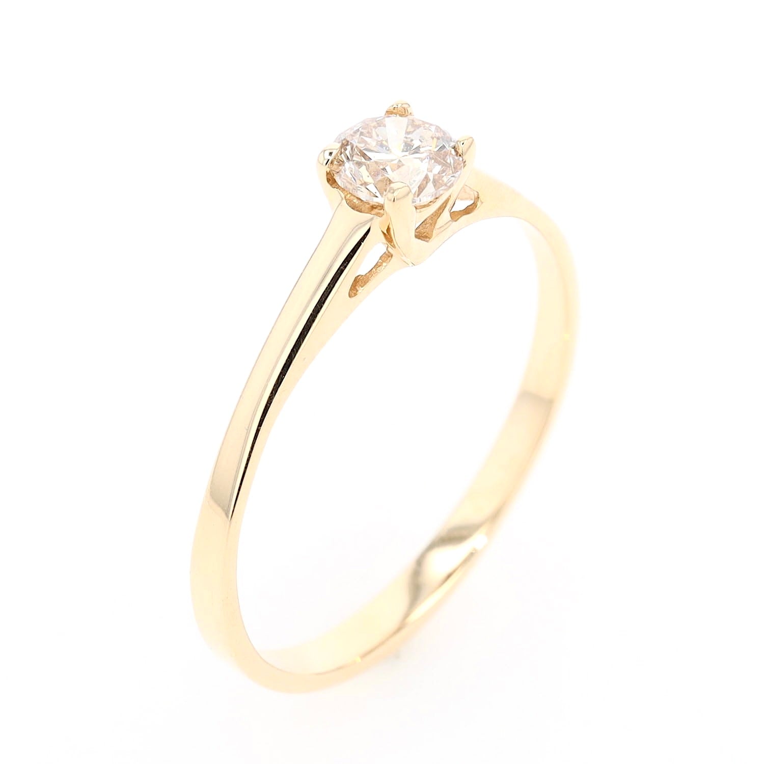 Solitaire ring in 585 yellow gold with a brilliants approx. 0.50 ct, standing top view