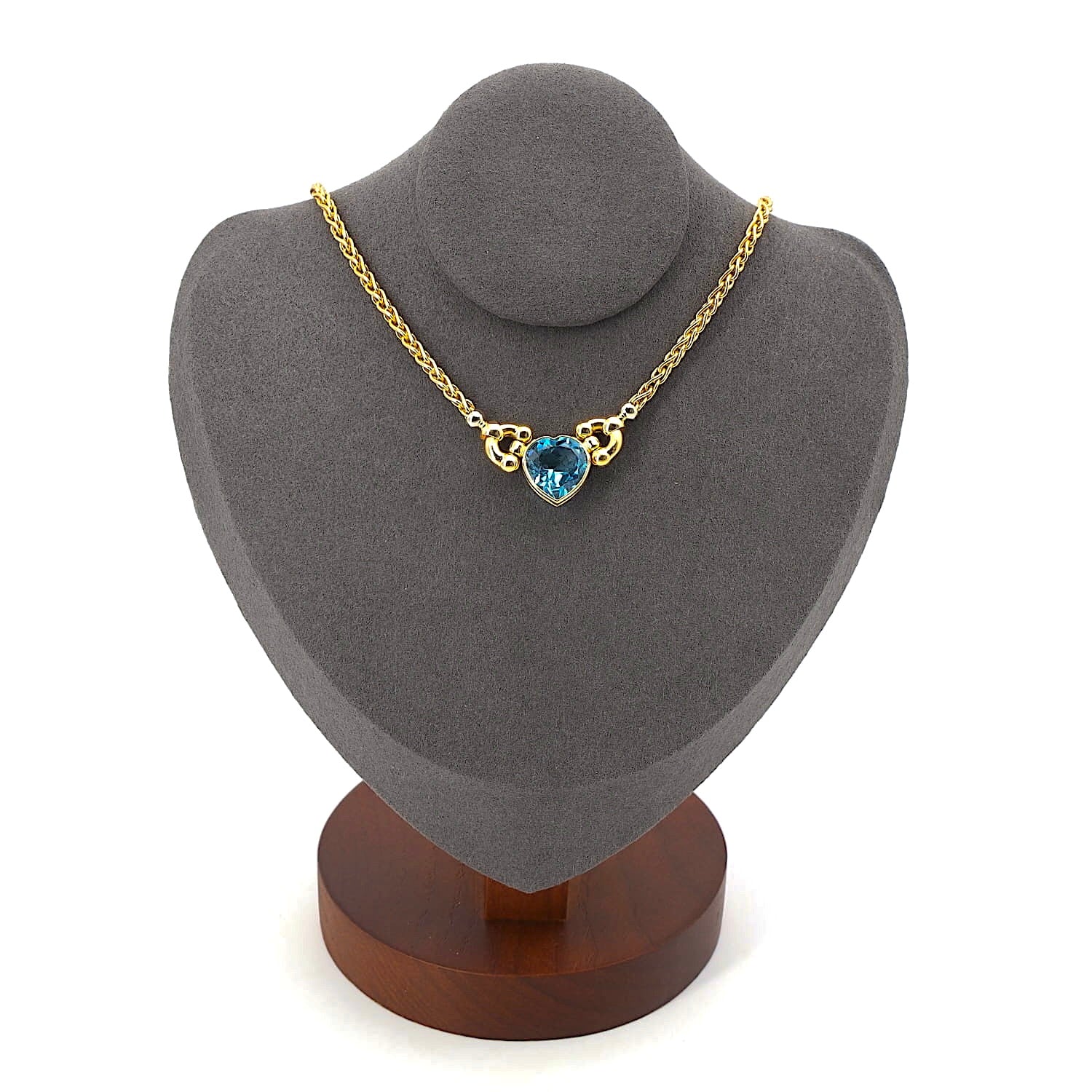 Sorelle Ronco necklace in 750 yellow gold with a blue topaz at the bust