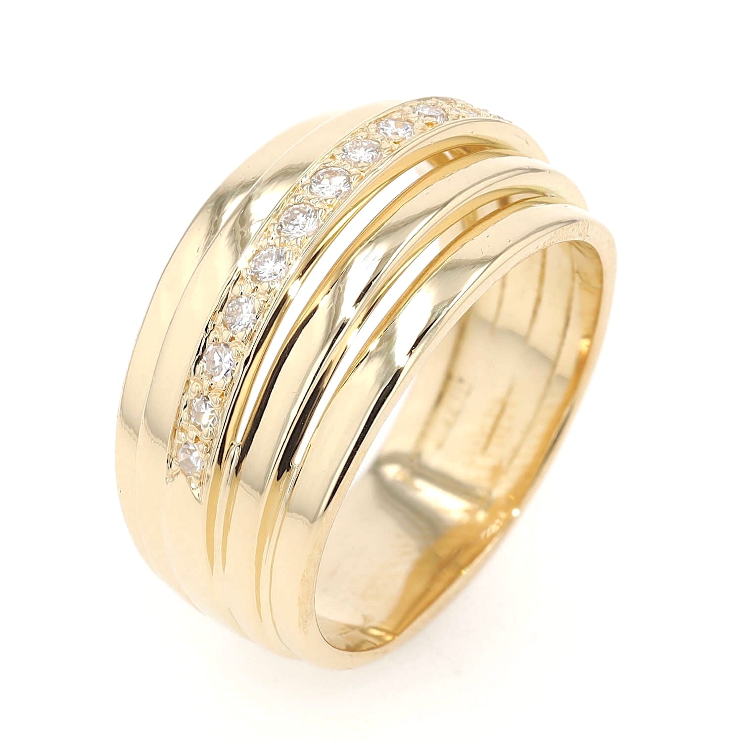 Ring in 750 yellow gold with brilliants and diamonds, standing