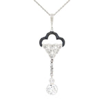 Belle Époque necklace and pendant in platinum with approx. 0.90 ct diamonds and black enamel, hanging frontally