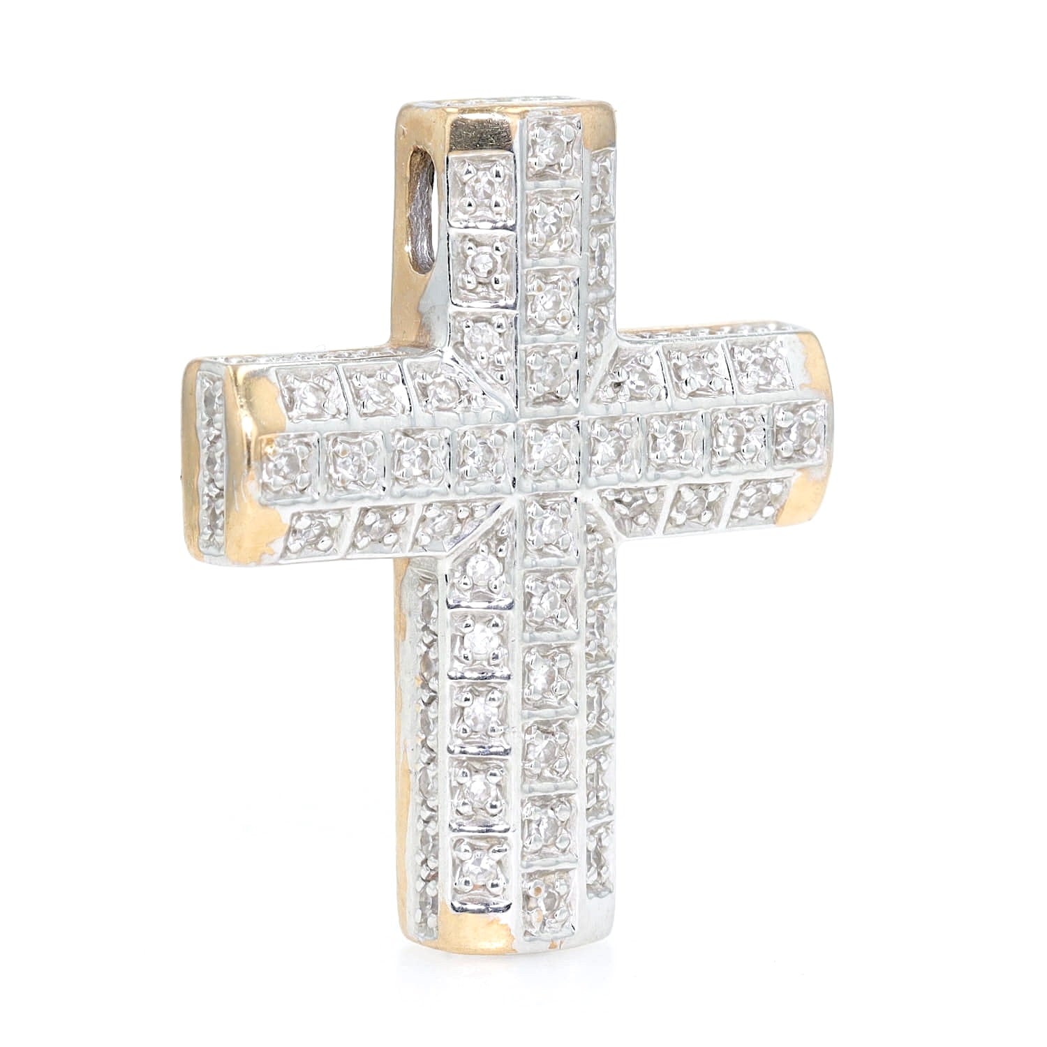 Pendant in 585 yellow and white gold with diamonds, standing turned to the right