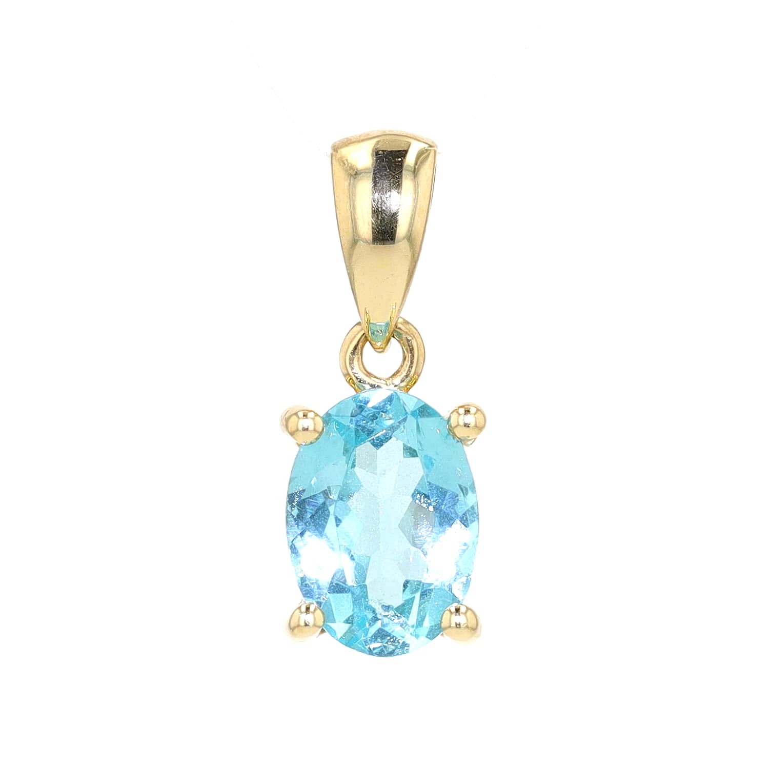 Pendant in 375 yellow gold with an apatite, hanging frontally