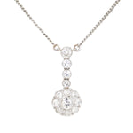 Art Deco and vintage necklace in 585 white gold with approx. 1.4 ct diamonds, hanging frontally