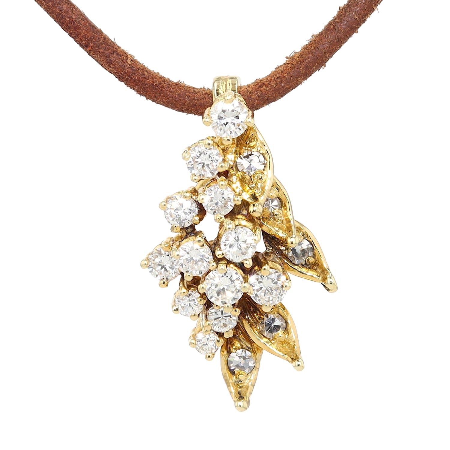 Pendant in 585 yellow gold with brilliants and diamonds, hanging frontally