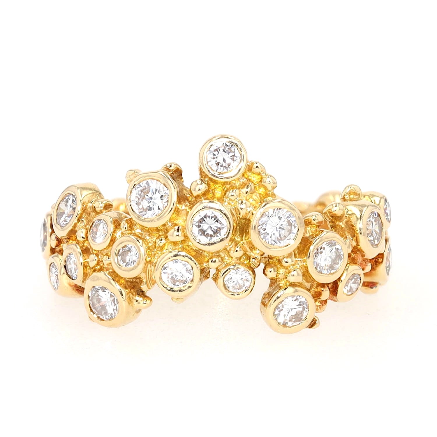 Ring probably by Gilbert Albert in 750 yellow gold with brilliants, lying frontal
