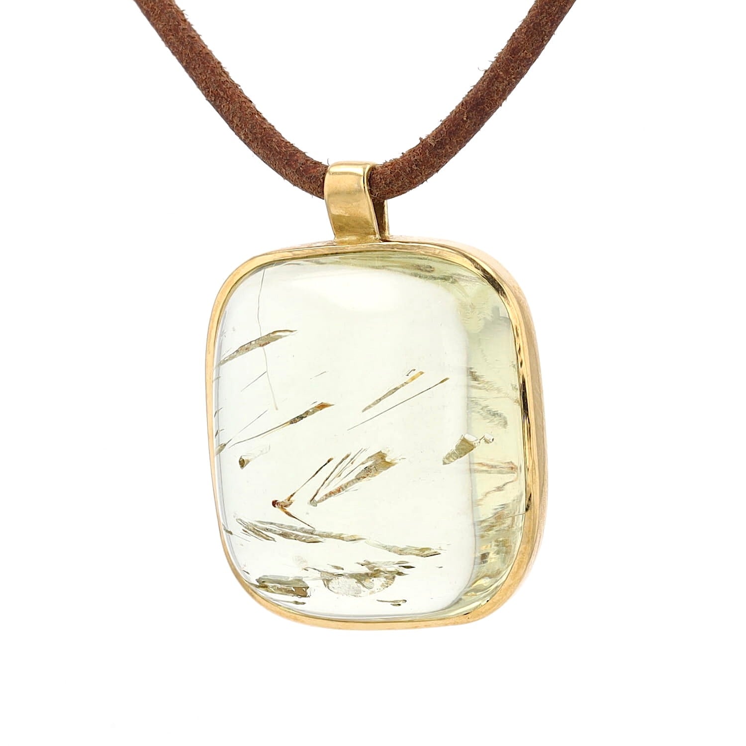Pendant in 750 yellow gold with a heliodor approx. 19 ct, hanging, turned to the left