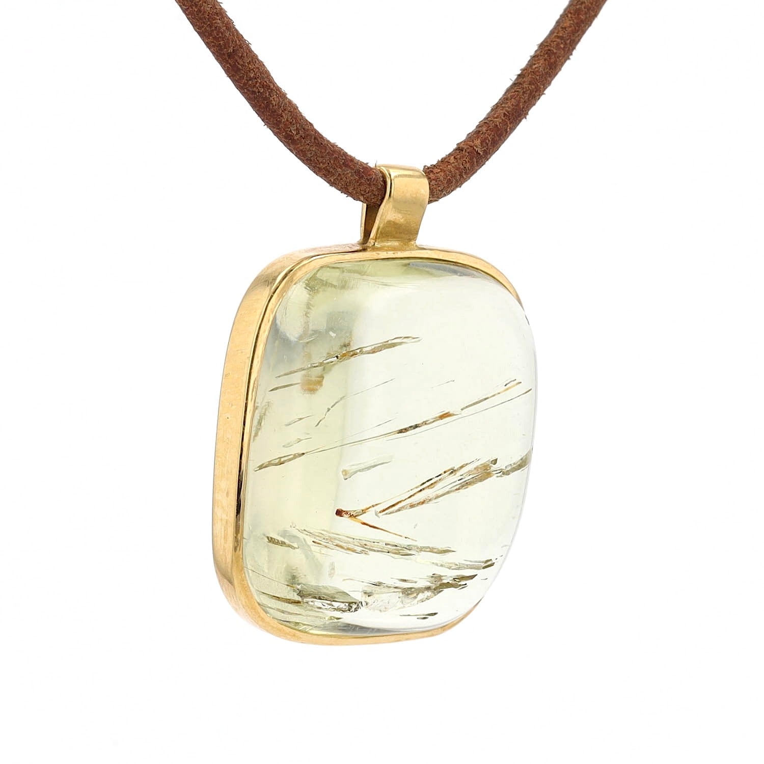 Pendant in 750 yellow gold with a heliodor approx. 19 ct, hanging turned to the right