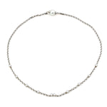 Necklace in 950 platinum with approx. 1 ct brilliants and a cultured pearl, horizontal top view