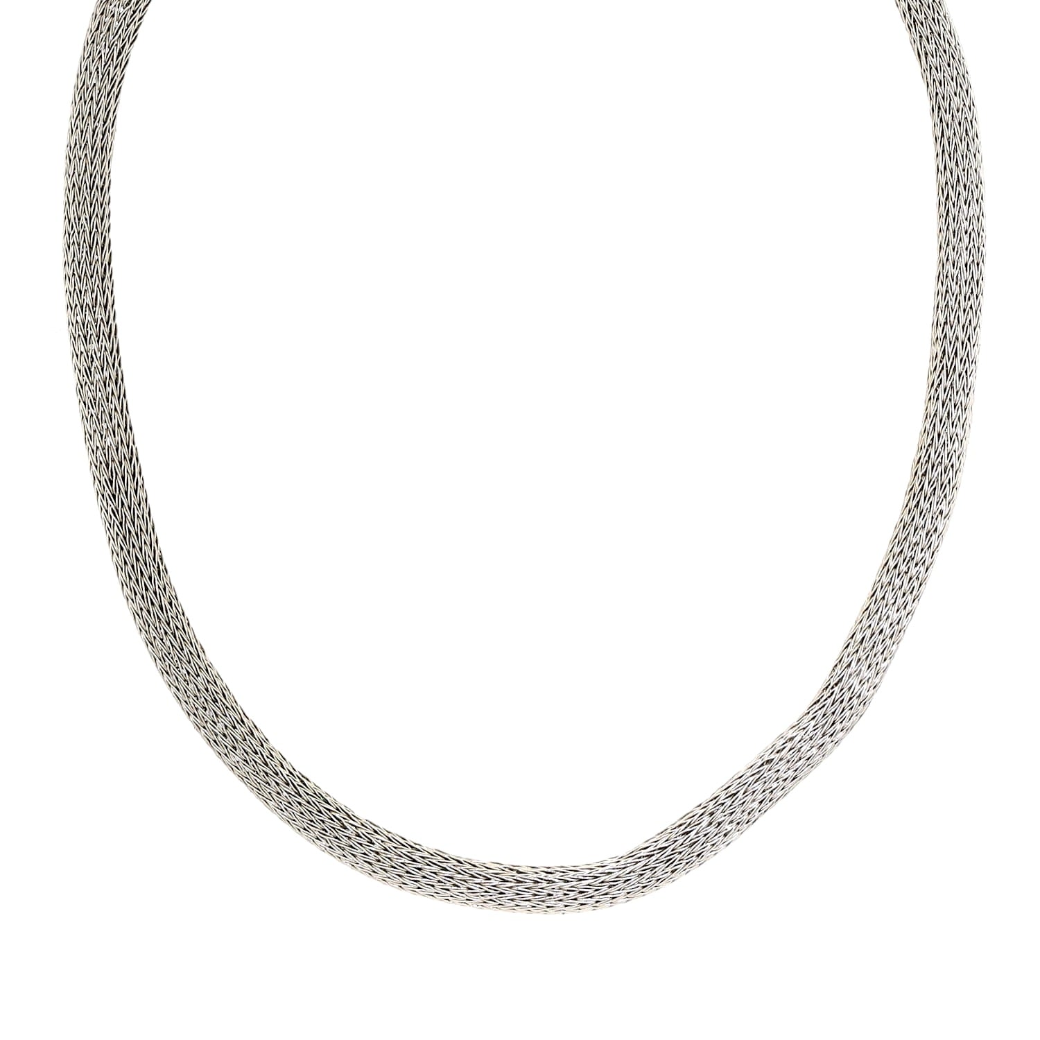 Palladium knitted chain with a 750 yellow gold lock, lying frontally
